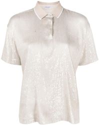 Brunello Cucinelli - Sequin Embellishment Polo T-Shirt - Lyst