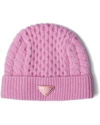 Prada - Beanie Mit Zopfmuster-Logo - Lyst