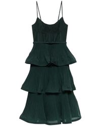 Zimmermann - Pleated Tiered Midi Dress - Lyst