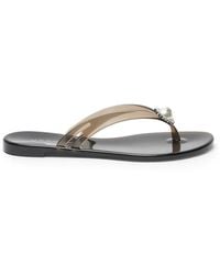 Casadei - Pearl Embellished Flip-Flops - Lyst