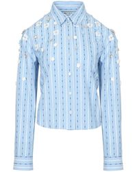 Ports 1961 - Gestreept Blouse Met Bloemapplicatie - Lyst