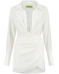 GAUGE81 - Silk Open-Neck Shirt Dress - Lyst