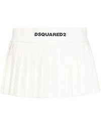 DSquared² - Logo-embroidered Pleated Mini Skirt - Lyst