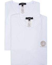 Versace Set de camisetas con cuello redondo y logo - Blanco