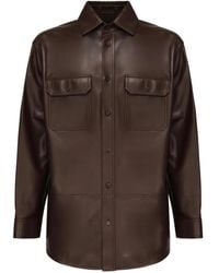 Loewe - Button-Fastening Leather Shirt Jacket - Lyst