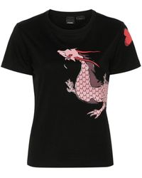 Pinko - Quentin T-Shirt mit Drachen-Print - Lyst