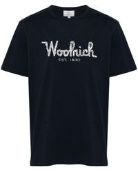 Woolrich - T-shirt Met Geborduurd Logo - Lyst