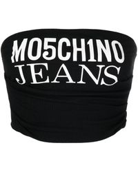 Moschino Jeans - Haut drapé à logo imprimé - Lyst