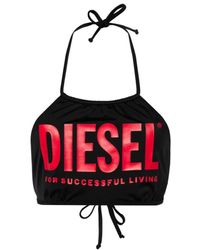 DIESEL - Bfb-lea Logo-print Bikini Top - Lyst