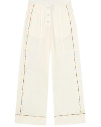 Ganni - Embroidered Drawstring Trousers - Lyst