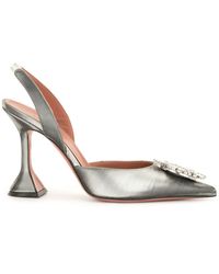 AMINA MUADDI Туфли С Ремешком На Пятке И Кристаллами - Металлик