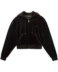 Juicy Couture - Velour Cropped Hoodie - Lyst