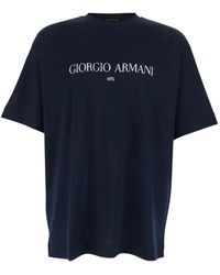 Giorgio Armani - Crewneck T-Shirt With Logo Lettering On The Front - Lyst