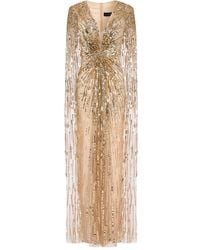 Jenny Packham - Lotus Cape-effect Embellished Tulle Gown - Lyst