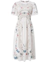 DREAM CATCHER - Jules Floral-Embroidered Broderie-Anglaise Midi Dress - Lyst
