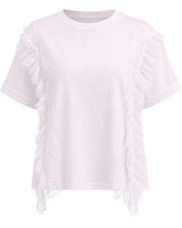 Marella - Lace-Trimmed Ruffled T-Shirt - Lyst