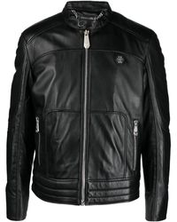 Philipp Plein - Veste De Moto En Cuir À Design Matelassé - Lyst