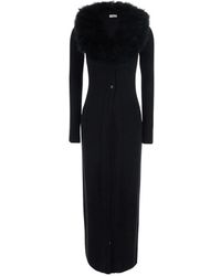 Blumarine - Faux-Fur Collar Ribbed Cardigan - Lyst