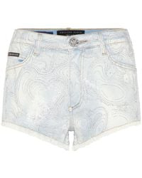 Philipp Plein - Abstract-Pattern Print Denim Shorts - Lyst