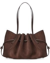 Yuzefi - Scallop Ruched-Suede Shoulder Bag - Lyst