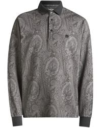 Etro - Paisley-Print Long-Sleeve Polo Shirt - Lyst