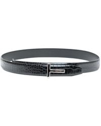 Tom Ford - Shiny-Effect Crocodile-Effect Belt - Lyst