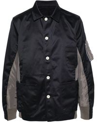 Sacai - Spread-collar Panelled Shirt Jacket - Lyst