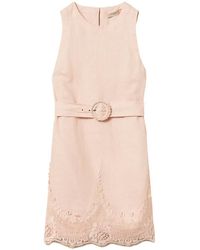 Twinset - Short Linen Dress With Lace - Lyst