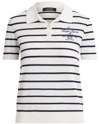 Ralph Lauren - Striped Logo-Embroidered Polo Top - Lyst