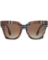 Burberry - Check Square-frame Sunglasses - Lyst