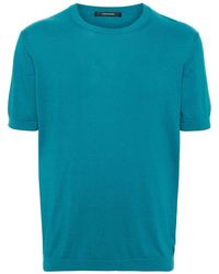 Tagliatore - Fijngebreid Katoenen T-shirt Met Gerafelde Afwerking - Lyst