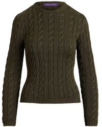 Ralph Lauren - Cable-Knit Silk-Blend Crewneck Jumper - Lyst