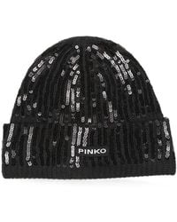 Pinko - Sequin-Embellished Ribbed-Knit Beanie Hat - Lyst