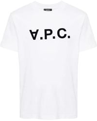 A.P.C. - T-Shirt En Coton À Logo Floqué - Lyst