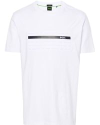 BOSS - T-shirt en coton à détail emé - Lyst