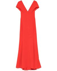 Amsale - Italian Krepp-Abendkleid mit V-Ausschnitt - Lyst