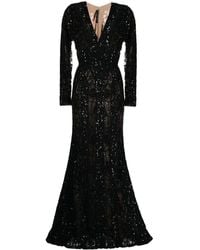 Elie Saab - Sequined Long-Sleeve Fishtail Gown - Lyst