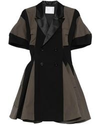 Sacai - Panelled Double-Breasted Mini Dress - Lyst