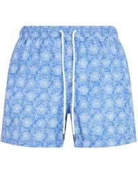 Fedeli - Floral-Print Drawstring Swim Shorts - Lyst
