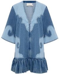 ALÉMAIS - Jesse Ruffled Patchwork Mini Dress - Lyst