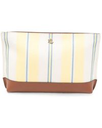 Ralph Lauren - Striped Leather-Trim Clutch Bag - Lyst