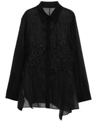 Yohji Yamamoto - Chemise En Coton À Ourlet Évasé - Lyst