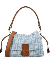 Fendi - Mamma Baguette Ff Denim Shoulder Bag - Lyst