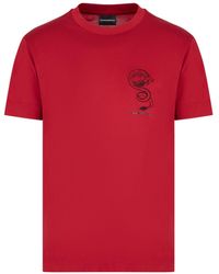 Emporio Armani - Dragon-embroidered Crew-neck T-shirt - Lyst