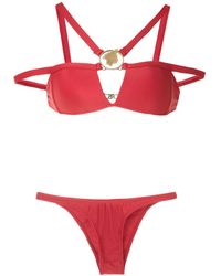 Amir Slama Metallic Embellishment Bikini Set - Red
