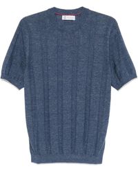 Brunello Cucinelli - Short Sleeves Round Neck Sweater - Lyst