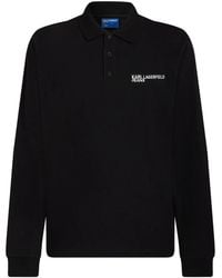 KARL LAGERFELD - Long-Sleeved Logo Polo Shirt - Lyst
