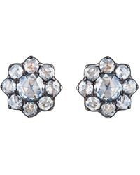 Fred Leighton - 18kt Gold Rose Cut Diamond Petite Cluster Earrings - Lyst