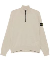 Stone Island - Trui Met Logo-Patch En Rits - Lyst