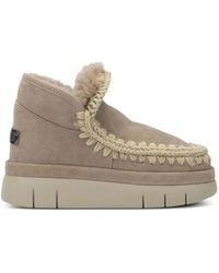 Mou - Plateau-Stiefel Mit Häkelbesatz - Lyst